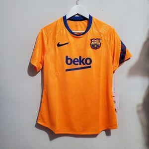 Nike Womens Sz Medium FC Barcelona Pre Match Jersey Orange DH7734-837 NWT